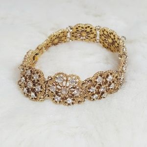 Elegant Gold Toned Bracelet w/ Diamonds